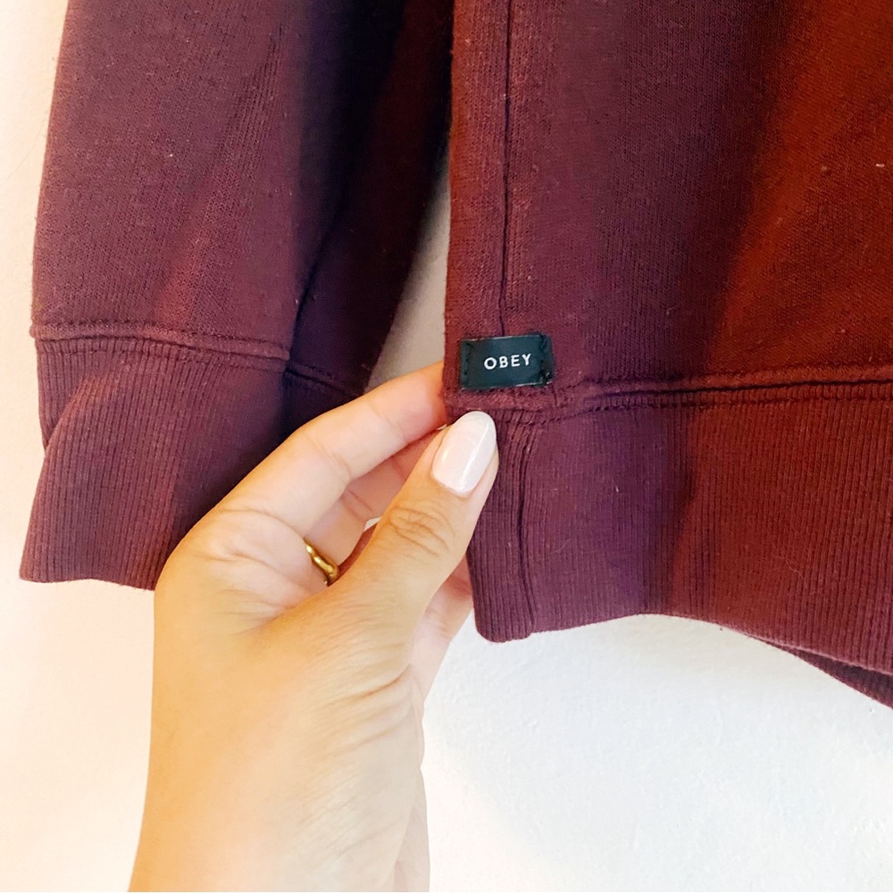 Obey women maroon sweatshirt small can’t believe we still have to protest this - Picture 5 of 6